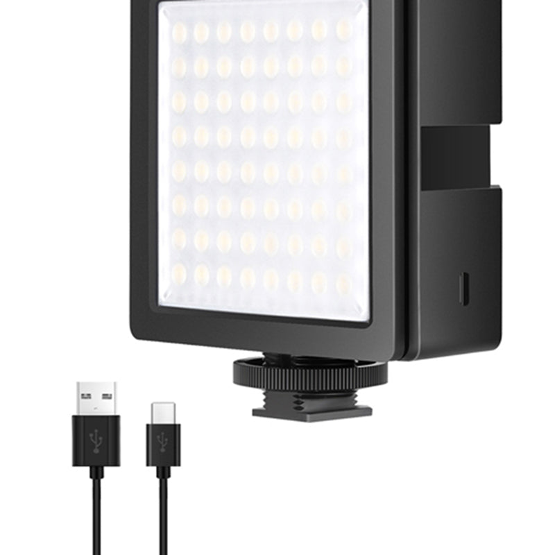 Uniqkart PL100-B Mini Plastic+Metal Camera Phone Photography Fill Light Rechargeable Dimmable LED Fill Light