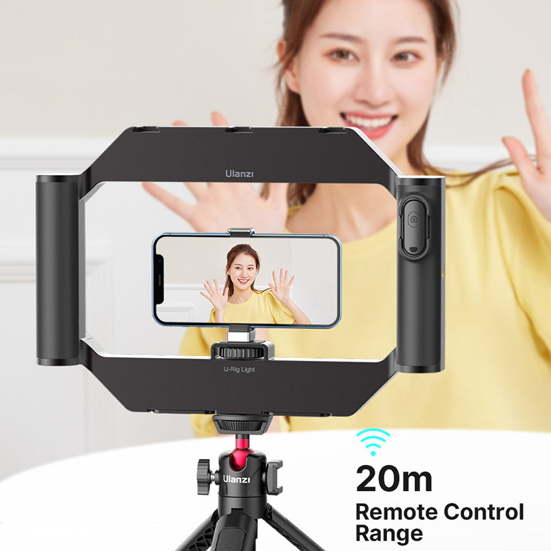 Uniqkart U-Rig Light Wireless Remote Smartphone Video Rig LED Video Light 2 in 1 Ring Light Handheld Light