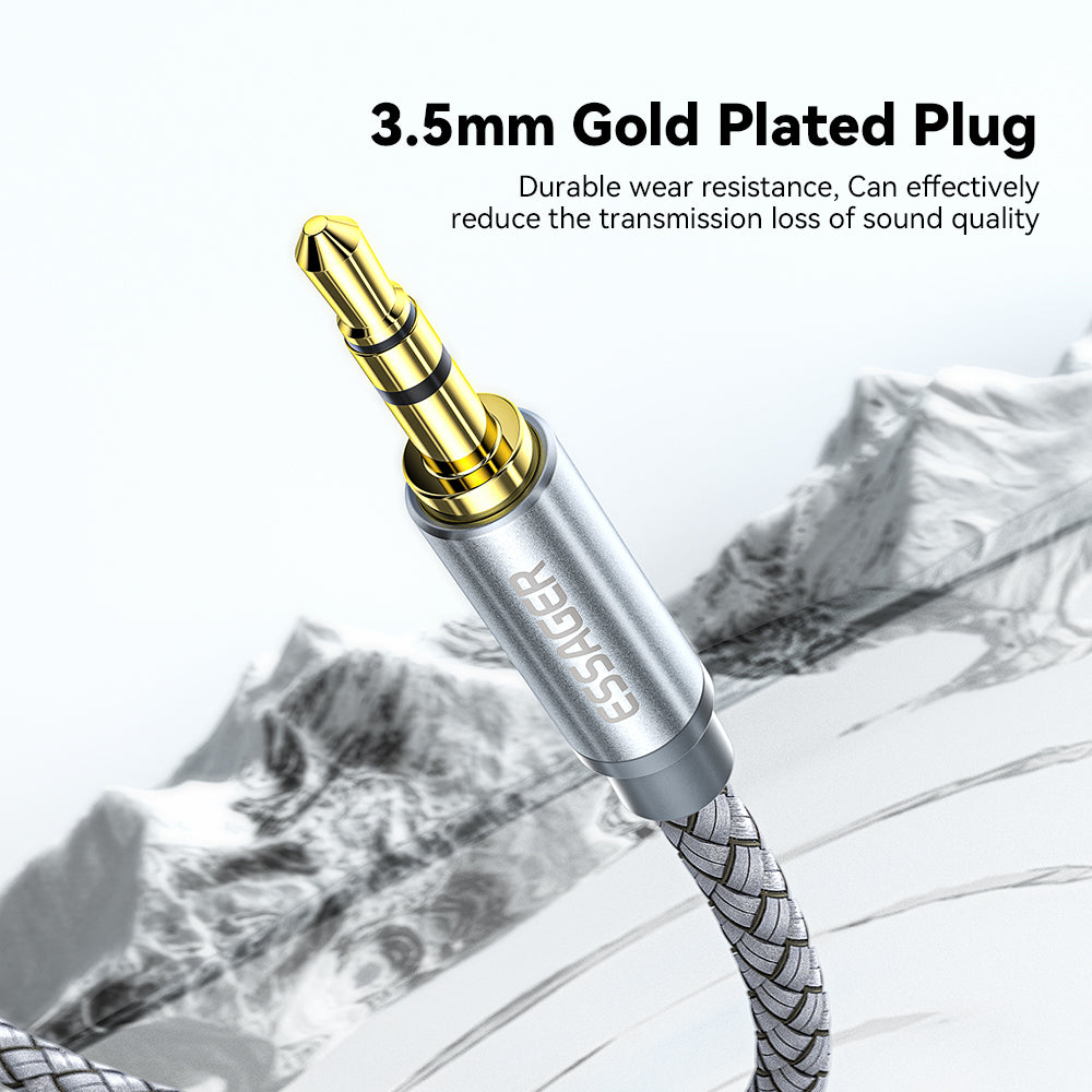 Essager 2m Stable Transmission 3.5mm AUX to Dual Angled Head RCA Cable Nylon Braided RCA Audio Adapter Line