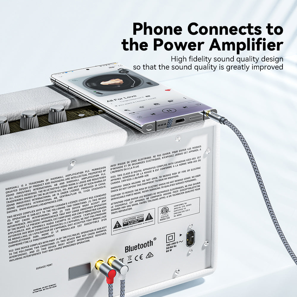 Essager 3m Gold-Plated 3.5mm Aux to Elbow Dual RCA Adapter Cord Y-Splitter Cable for Smartphone, Speaker, MP3