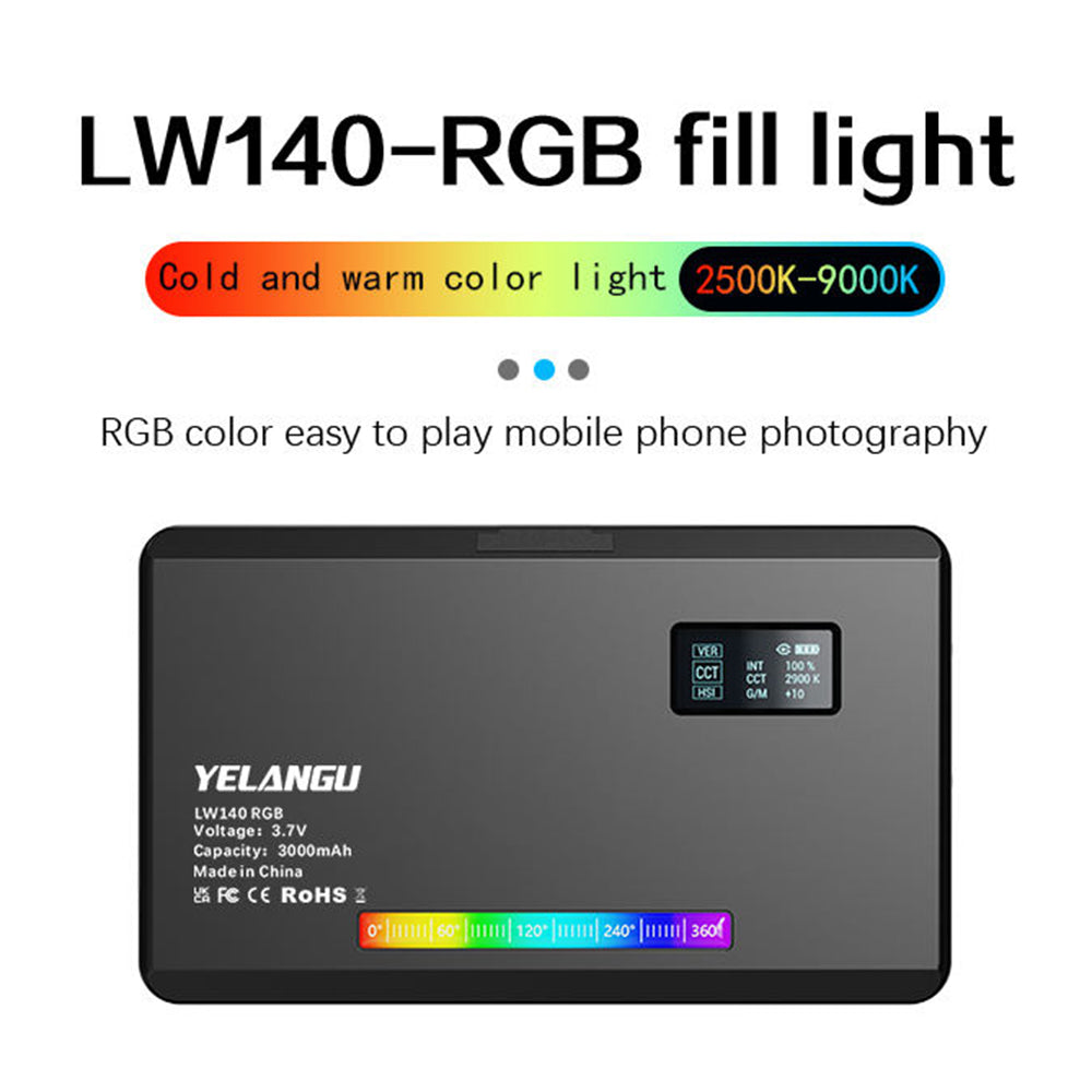 Yelangu LW140RGB Indoor Photography Square Fill Light LED Handheld Ambient Light