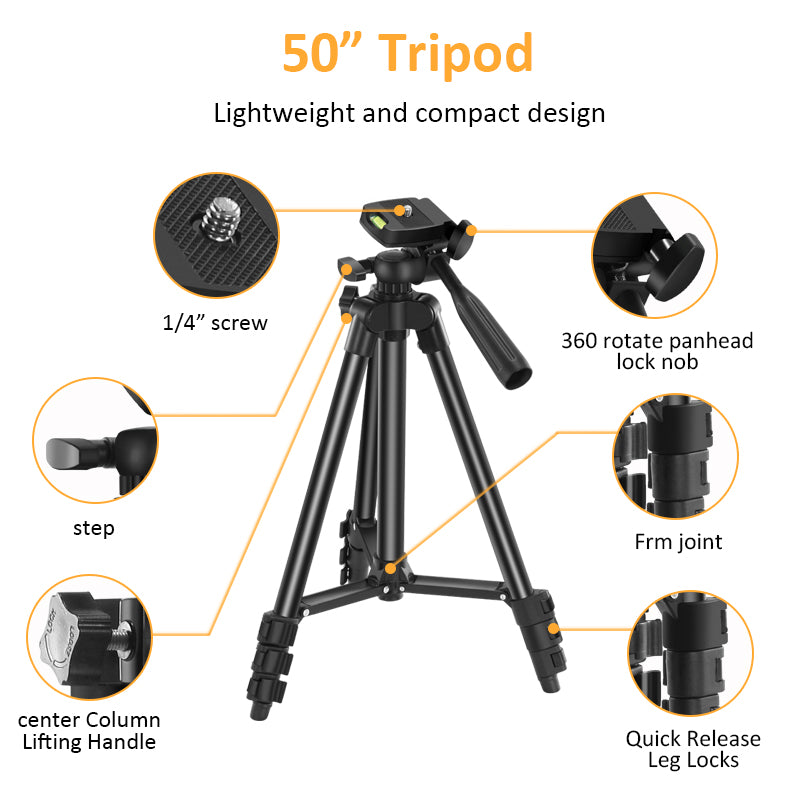 K-05LM Vlogging Kit with Microphone 36 LED Light Bluetooth Remote Smart Phone Holder Tripod