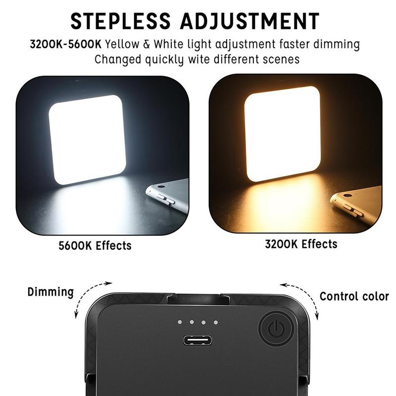 W64 Mini Bi-color LED Video Light 2500K-6500K Dimmable for Live Streaming