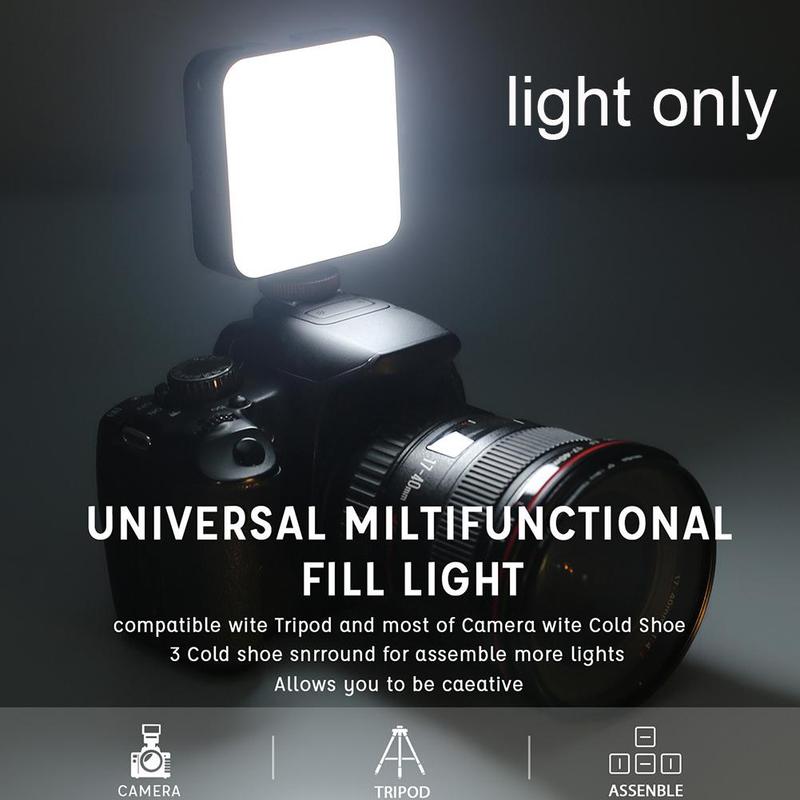 W64 Mini Bi-color LED Video Light 2500K-6500K Dimmable for Live Streaming