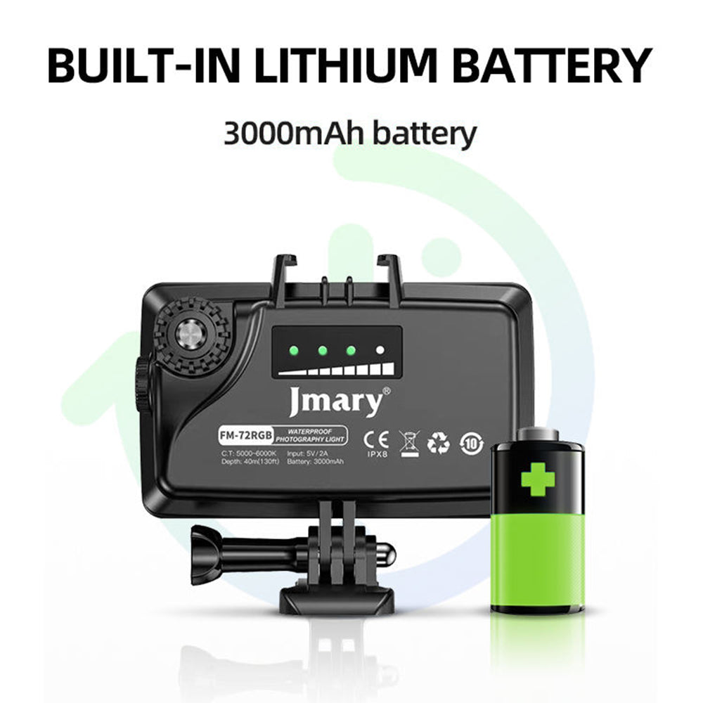 FM-72RGB IPX8 Waterproof Camera LED Fill Light Rechargeable Diving Photography RGB Video Light