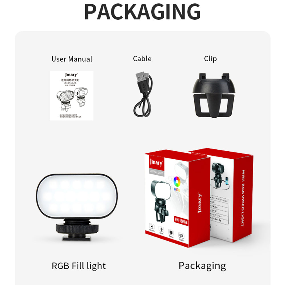FM-16RGB Portable Mini RGB Video Conference Fill Light Rechargeable Photography LED Fill Light