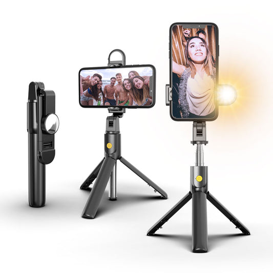 SELFIESHOW K10S Self Timer High End Remote Control Mobile Phone Universal Tripod with Fill Light Function - Black