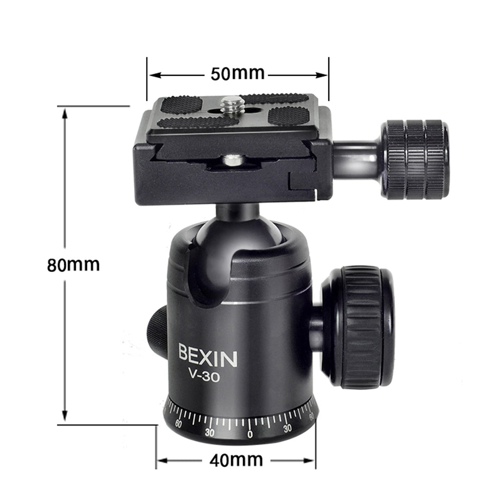 Uniqkart V-30 Portable 360 Degree Rotating Ball Head Panoramic Shooting Camera Tripod Adapter