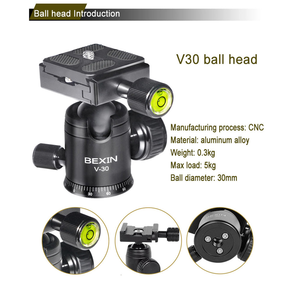 Uniqkart V-30 Portable 360 Degree Rotating Ball Head Panoramic Shooting Camera Tripod Adapter