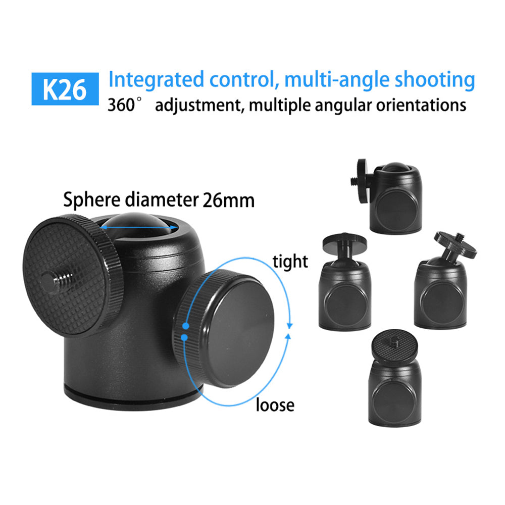 Uniqkart K26 Spherical Head 360-degree Rotation Camera Mount Mini Ball Head for DSLR Camera