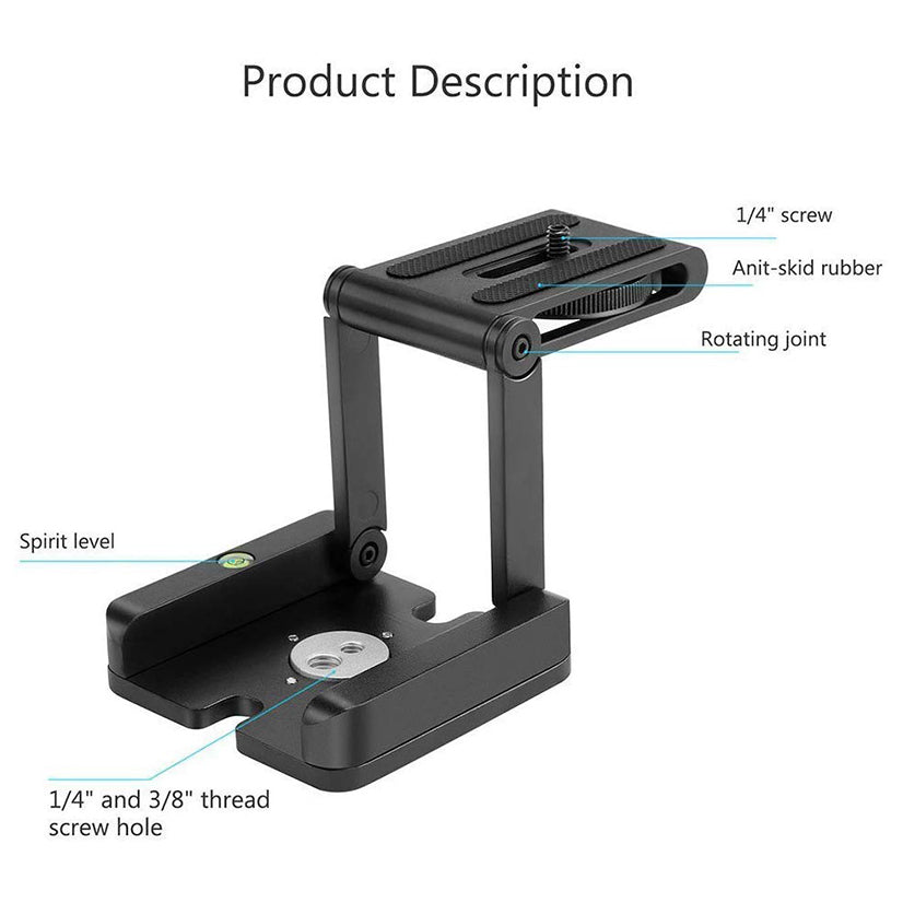 Z Type Tilt Tripod Head Folding Quick Release Plate for Canon Nikon Sony DSLR Stabilizer and Phone