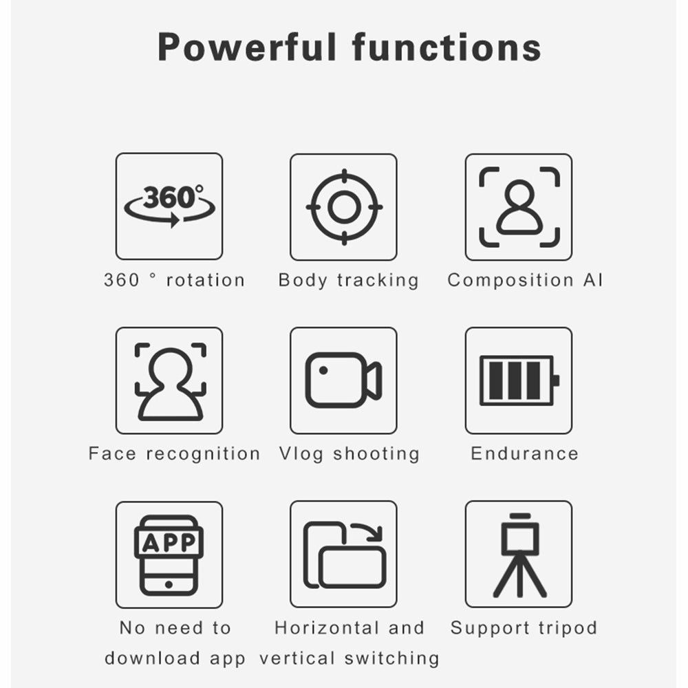 U3 360 Rotation Face Tracking Selfie Stand No Need APP Tripod Phone Holder Camera Gimbal for Photo Vlog Video Record