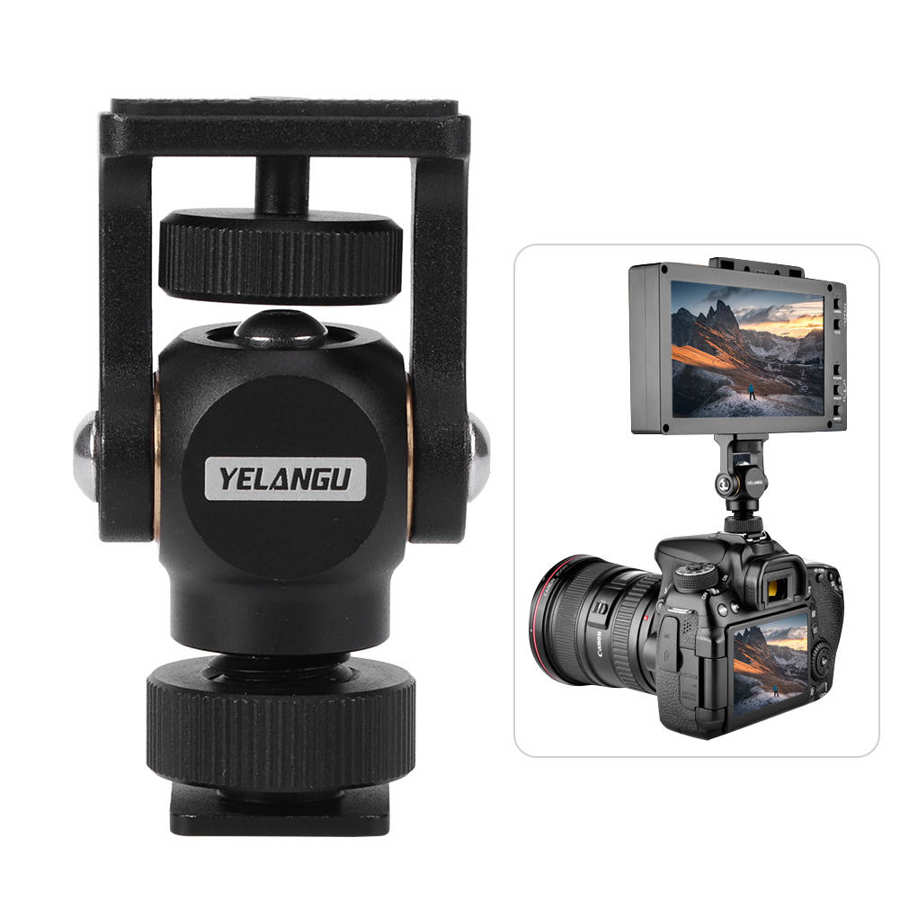 YELANGU A180 360 Degree Rotatable Mini Aluminum Ballhead Tripod Mount with 1/4 inch Screw for DSLR Camera - Black