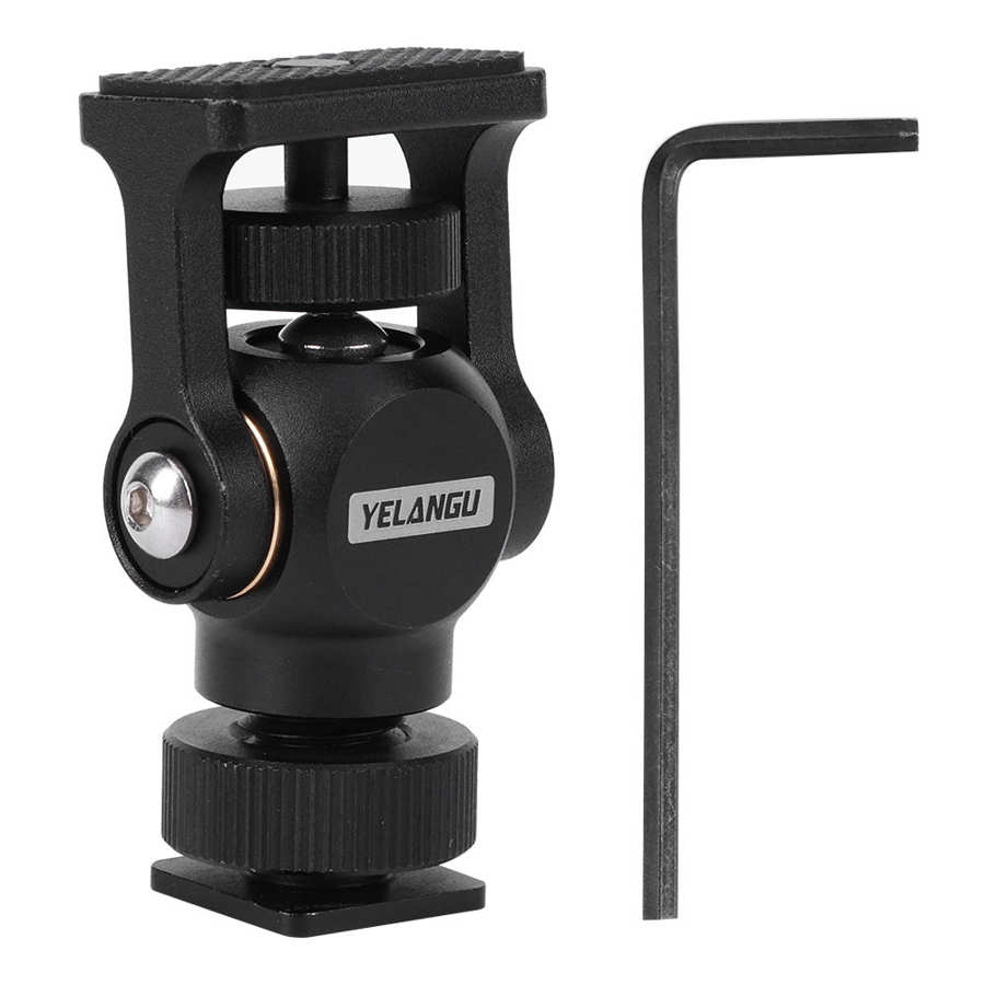 YELANGU A180 360 Degree Rotatable Mini Aluminum Ballhead Tripod Mount with 1/4 inch Screw for DSLR Camera - Black