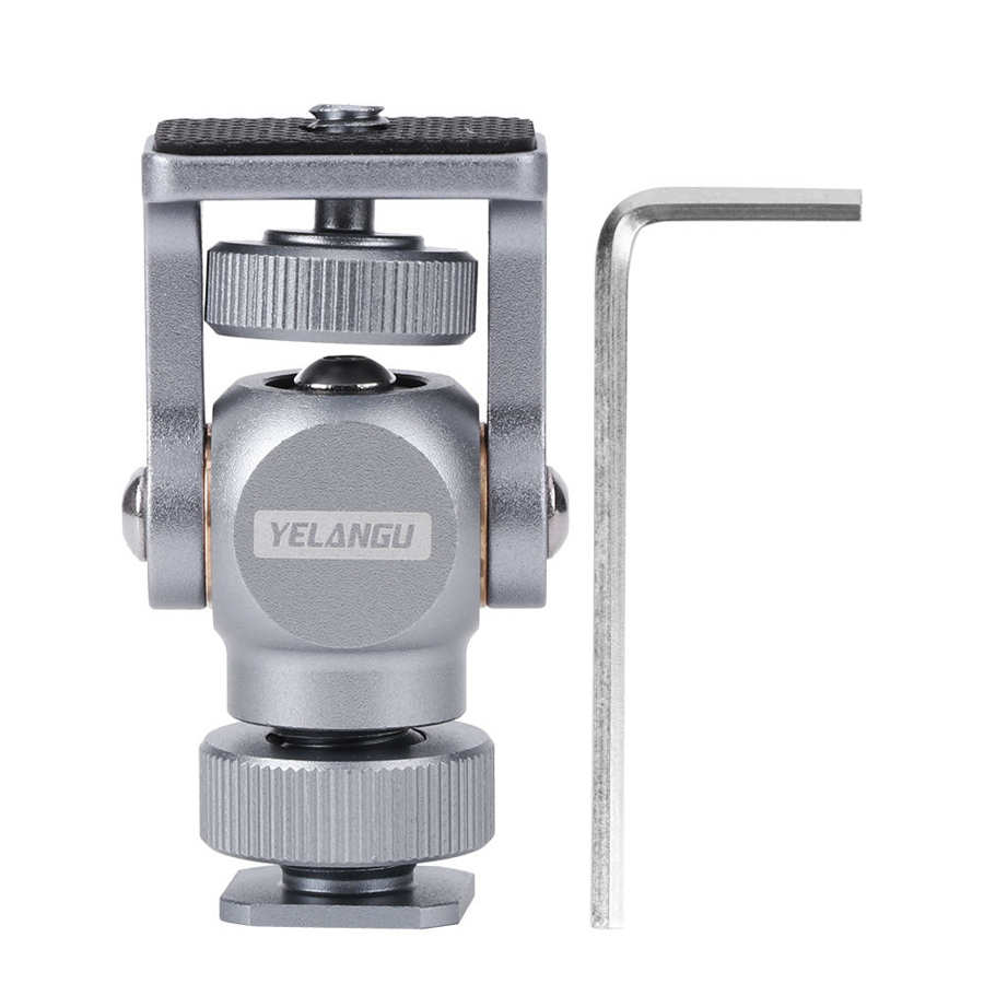 Yelangu A180 360 Degree Rotatable Mini Aluminum Ballhead Tripod Mount with 1/4 inch Screw for DSLR Camera - Silver
