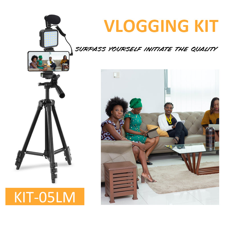 KIT-05LM Phone Video Vlog Live Streaming Kit Phone Bracket Microphone Fill Light Tripod Combination Set