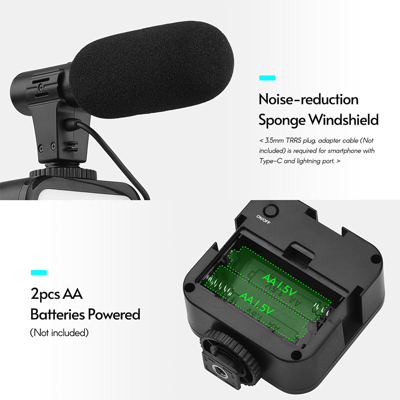 KIT-05LM Phone Video Vlog Live Streaming Kit Phone Bracket Microphone Fill Light Tripod Combination Set