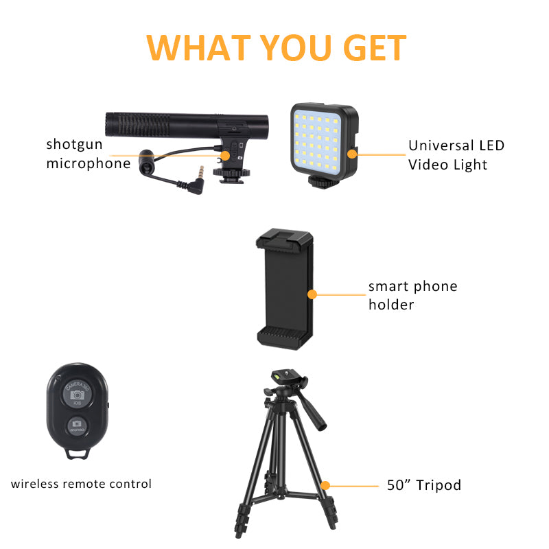 KIT-05LM Phone Video Vlog Live Streaming Kit Phone Bracket Microphone Fill Light Tripod Combination Set