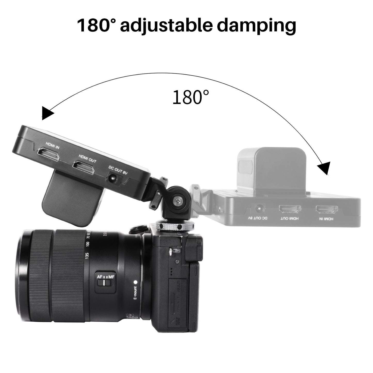 Uniqkart U-150 DSLR Camera Monitor Mount 360 Degree Rotation Adjustable Monitor Adapter with Cold Shoe 1/4 Screw