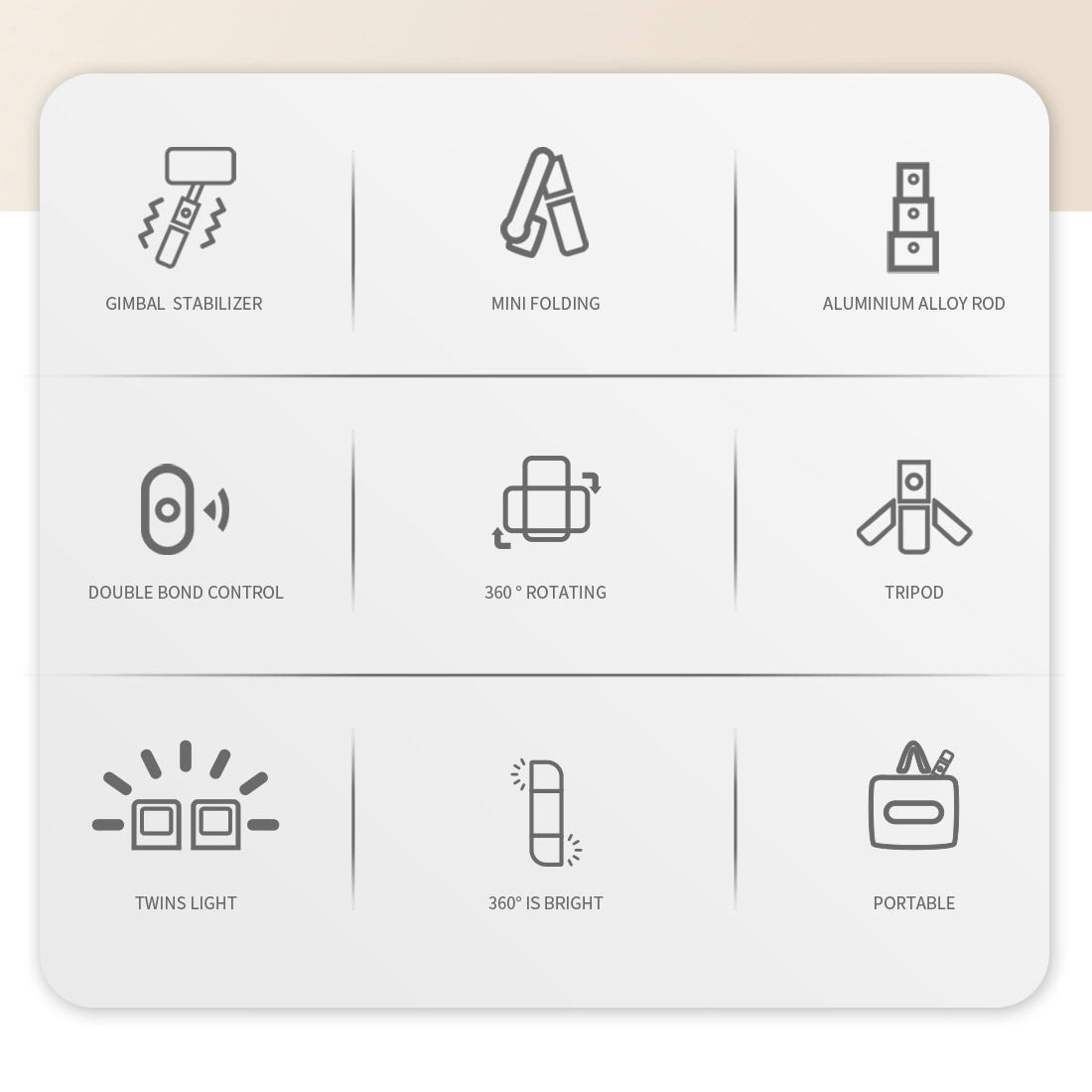 Q08D Automatic Balance Gimbal Stabilizer Mini Extendable Selfie Stick with Fill Light for Video Shooting Selfie Taking