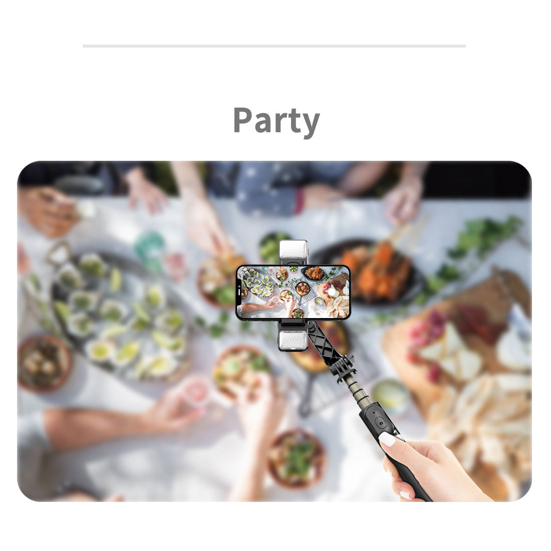 Q08D Automatic Balance Gimbal Stabilizer Mini Extendable Selfie Stick with Fill Light for Video Shooting Selfie Taking