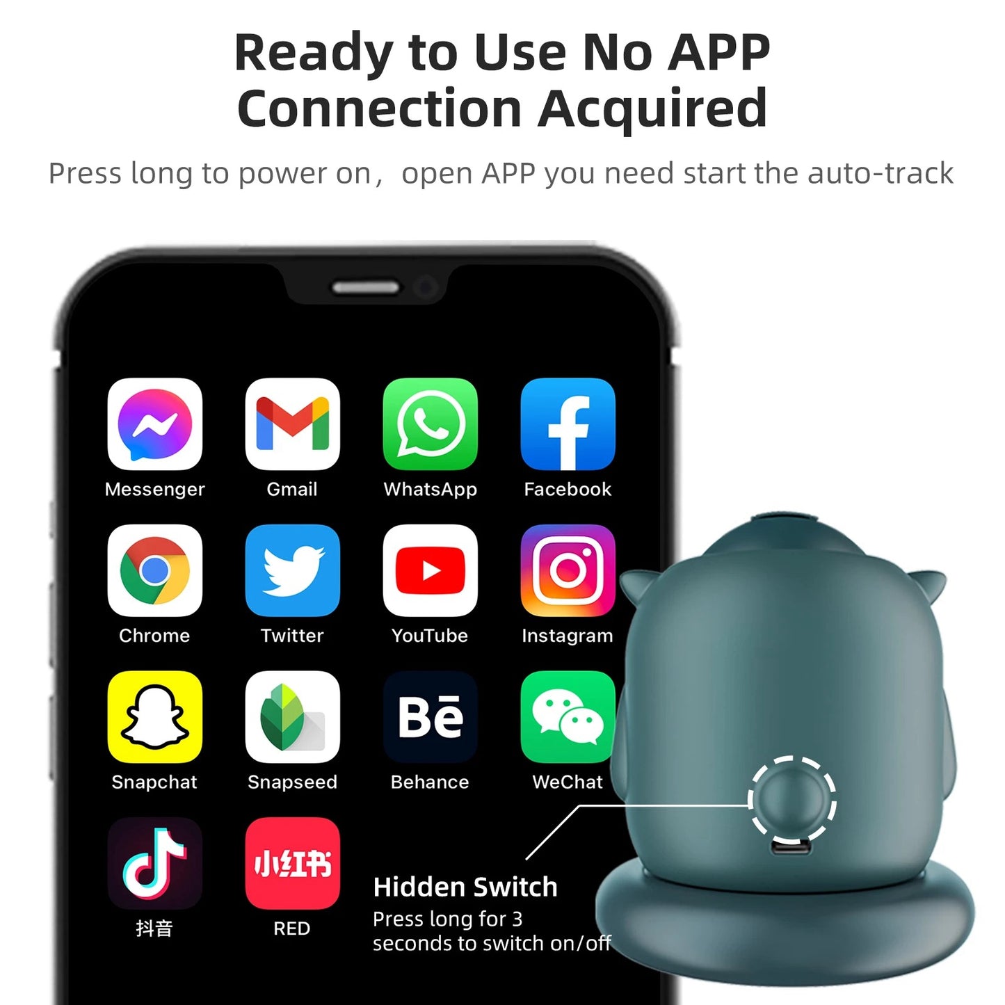 TELESIN TE-GPYT-002 Little Demon Smart Tracker Auto Face Tracking Stabilizer Smart Shooting Gimbal 360 Rotating Vlog Live Video Phone Holder with 1/4 Adapter Mount for GoPro iPhone Samsung - Green