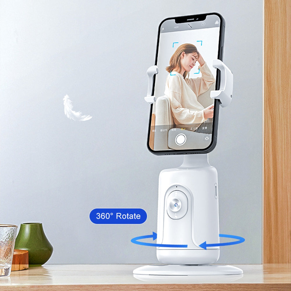 P01 Auto Face Tracking Tripod 360-Degree Rotation Phone Camera Mount Smart Shooting Phone Motion Tracking Holder for Live Vlog Streaming Video - Black