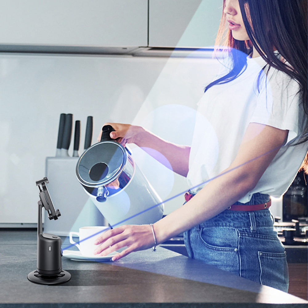 P01 Auto Face Tracking Tripod 360-Degree Rotation Phone Camera Mount Smart Shooting Phone Motion Tracking Holder for Live Vlog Streaming Video - Pink