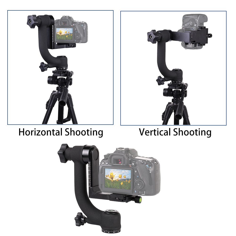 Q35 360 Degree Panoramic Gimbal Tripod Connector for DSLR Camera Telephoto Lens