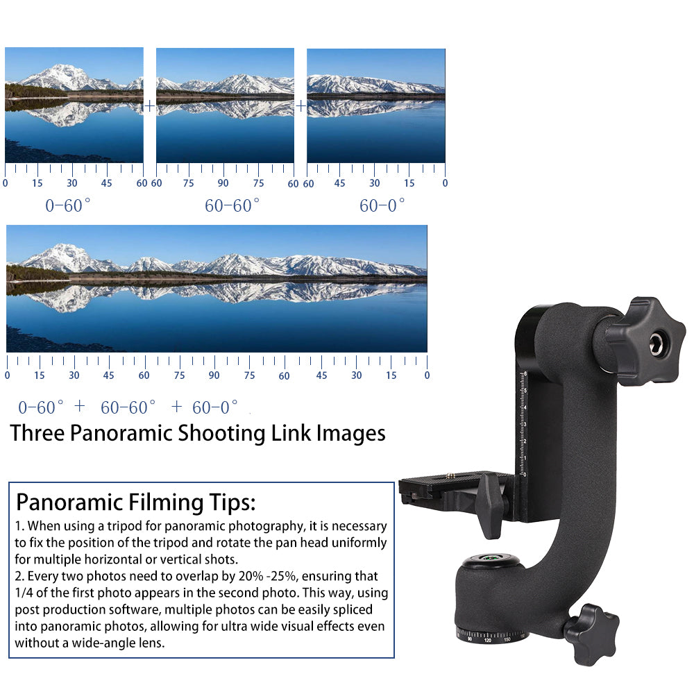 Q35 360 Degree Panoramic Gimbal Tripod Connector for DSLR Camera Telephoto Lens