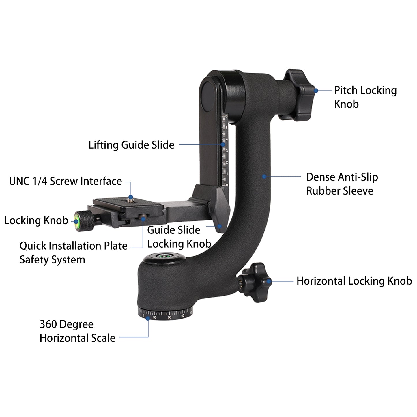 Q35 360 Degree Panoramic Gimbal Tripod Connector for DSLR Camera Telephoto Lens