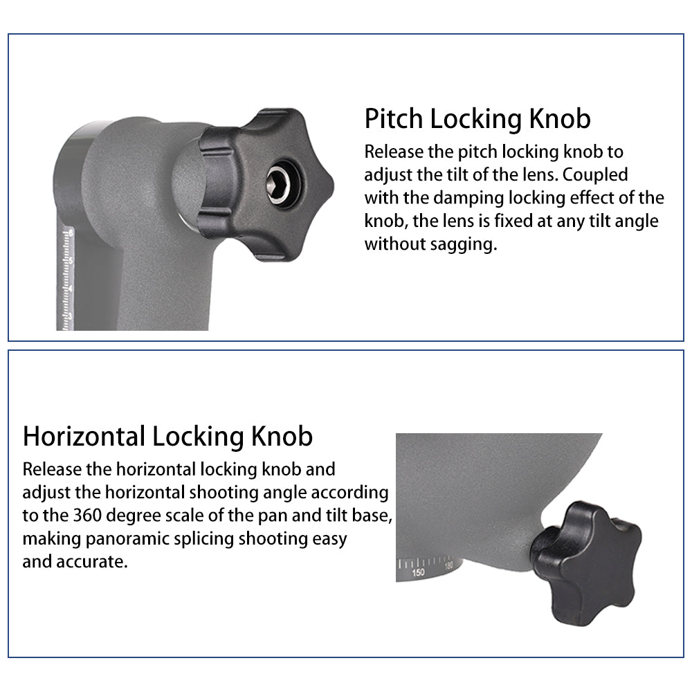 Q35 360 Degree Panoramic Gimbal Tripod Connector for DSLR Camera Telephoto Lens