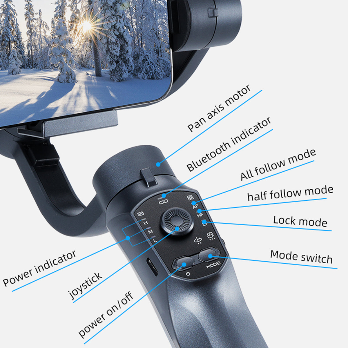 F10 Three-Axis Anti-Shake Selfie Stick Tripod Phone Holder Gimbal Stabilizer Support APP for Vlog Live-Streaming