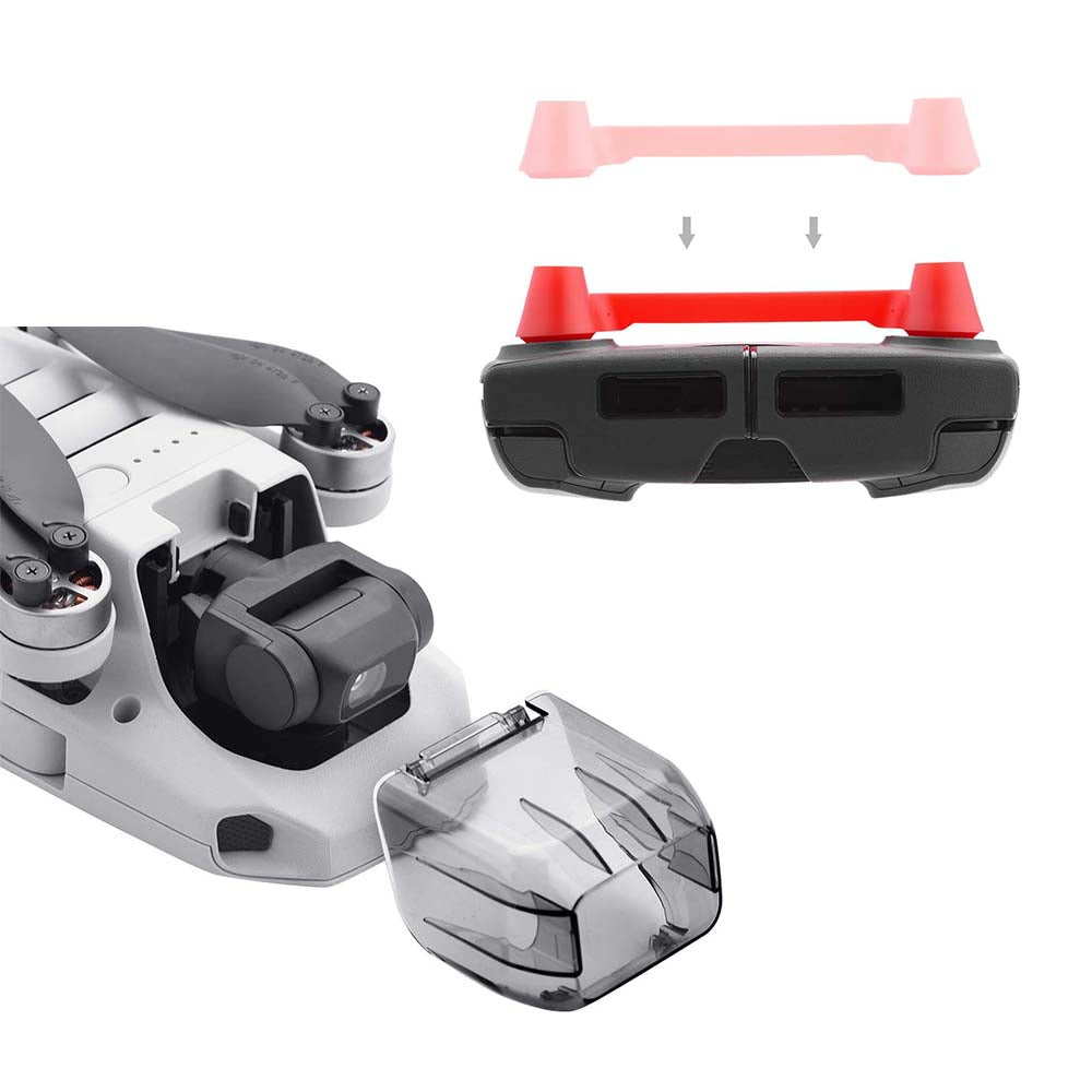Lens Protective Cap + Remote Control Rocker Protector for DJI Mavic Mini Drone - Red