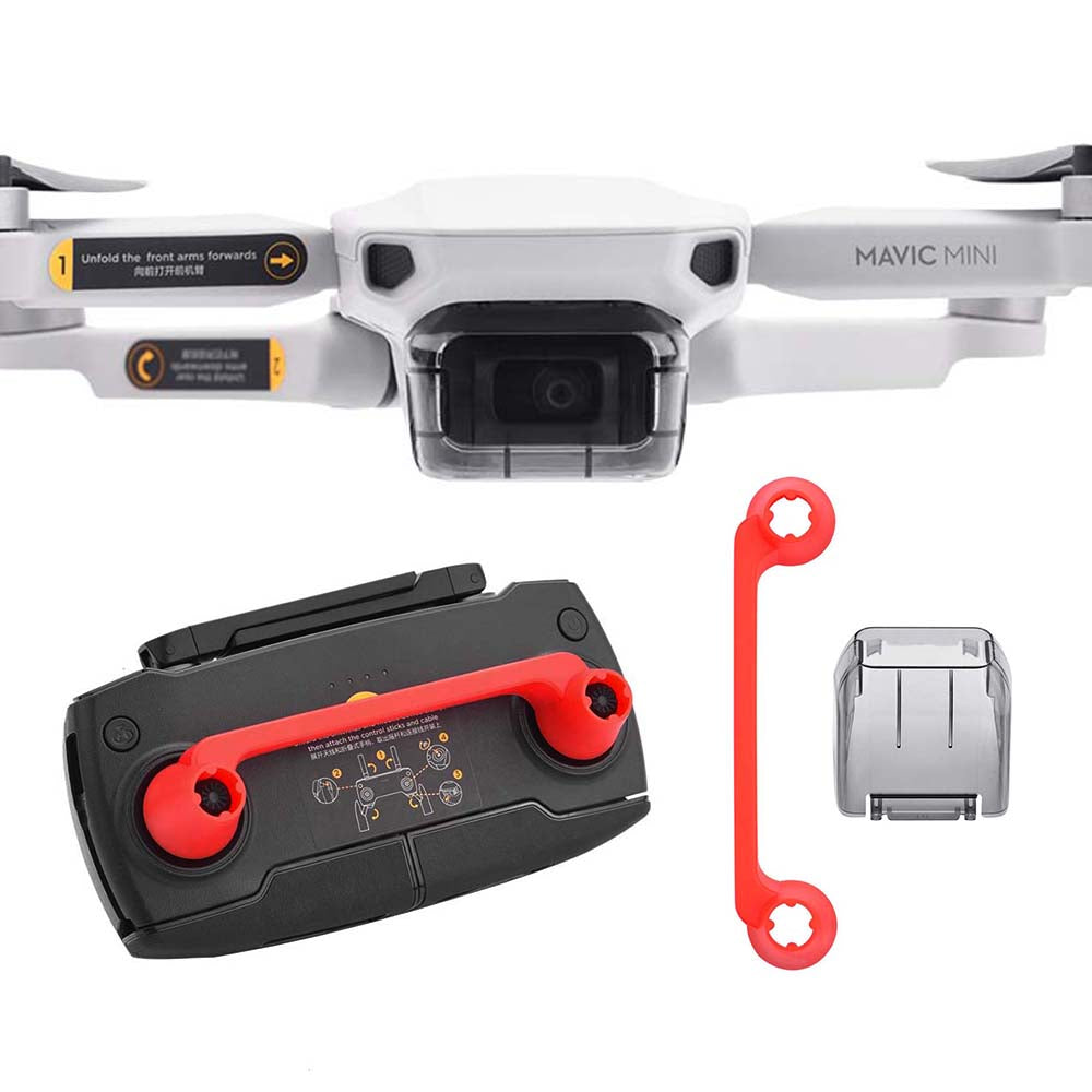 Lens Protective Cap + Remote Control Rocker Protector for DJI Mavic Mini Drone - Red