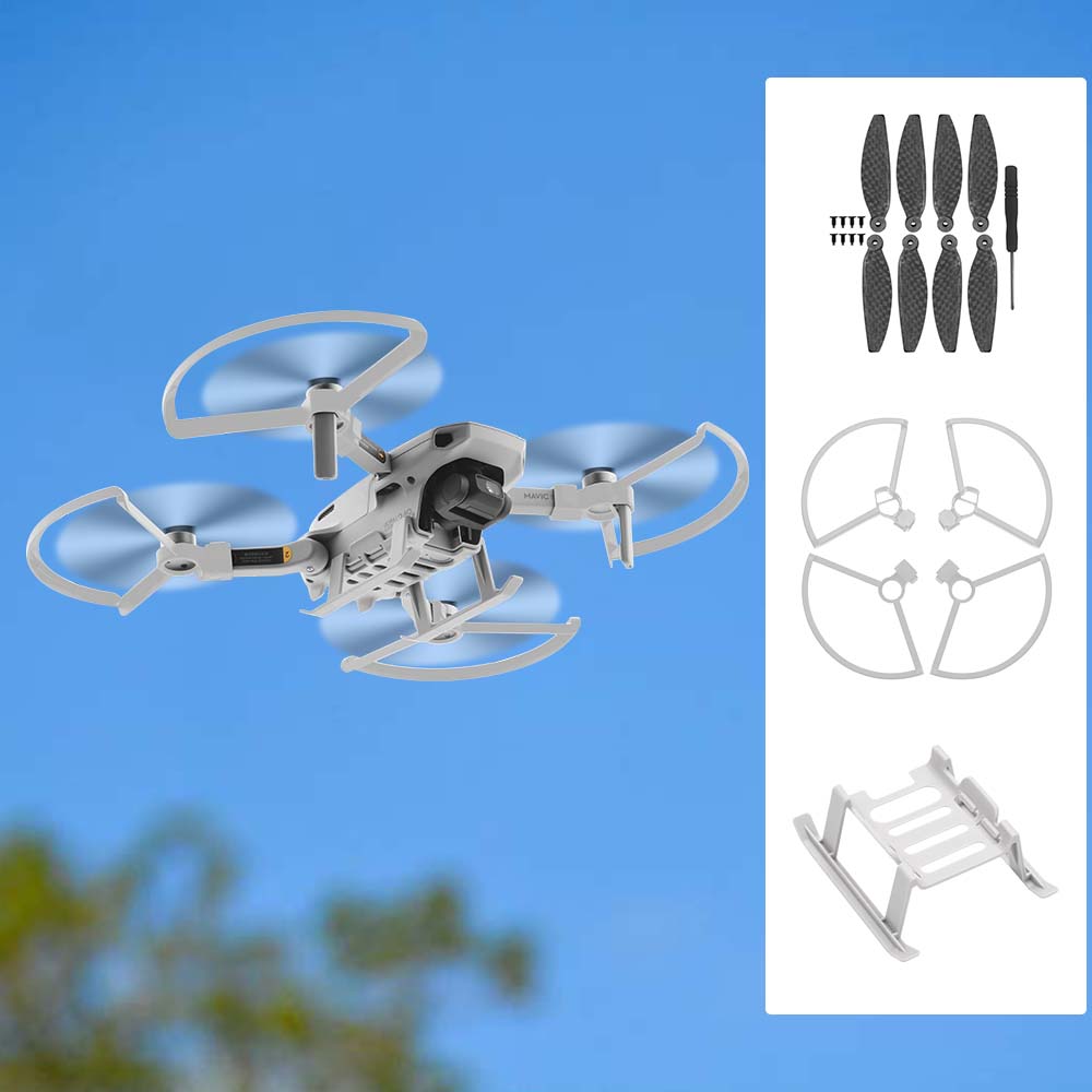 Quick Release Propeller Protector + 2 Pairs Carbon Fiber Propeller + Landing Gear Extensions Leg for DJI Mavic Mini Drone