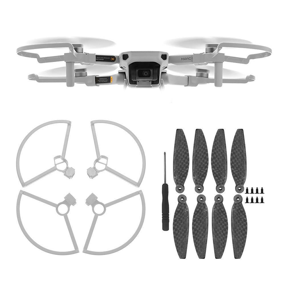 Quick Release Propeller Protector + 2 Pairs Carbon Fiber Propeller Blade Props for DJI Mavic Mini Drone