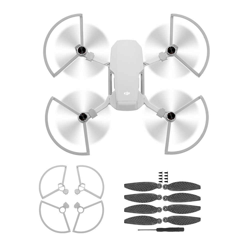 Quick Release Propeller Protector + 2 Pairs Carbon Fiber Propeller Blade Props for DJI Mavic Mini Drone