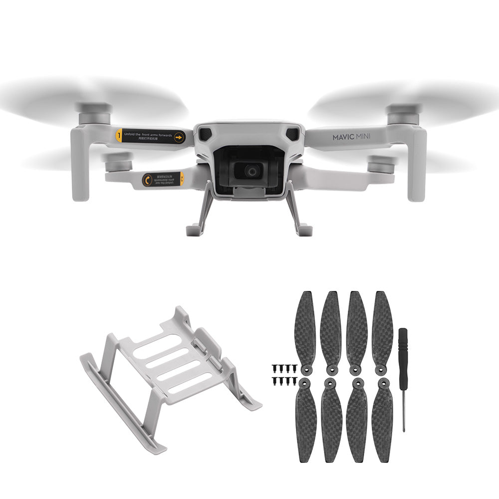 Landing Gear Extensions Leg + 2 Pairs Carbon Fiber Propeller Blade for DJI Mavic Mini Drone
