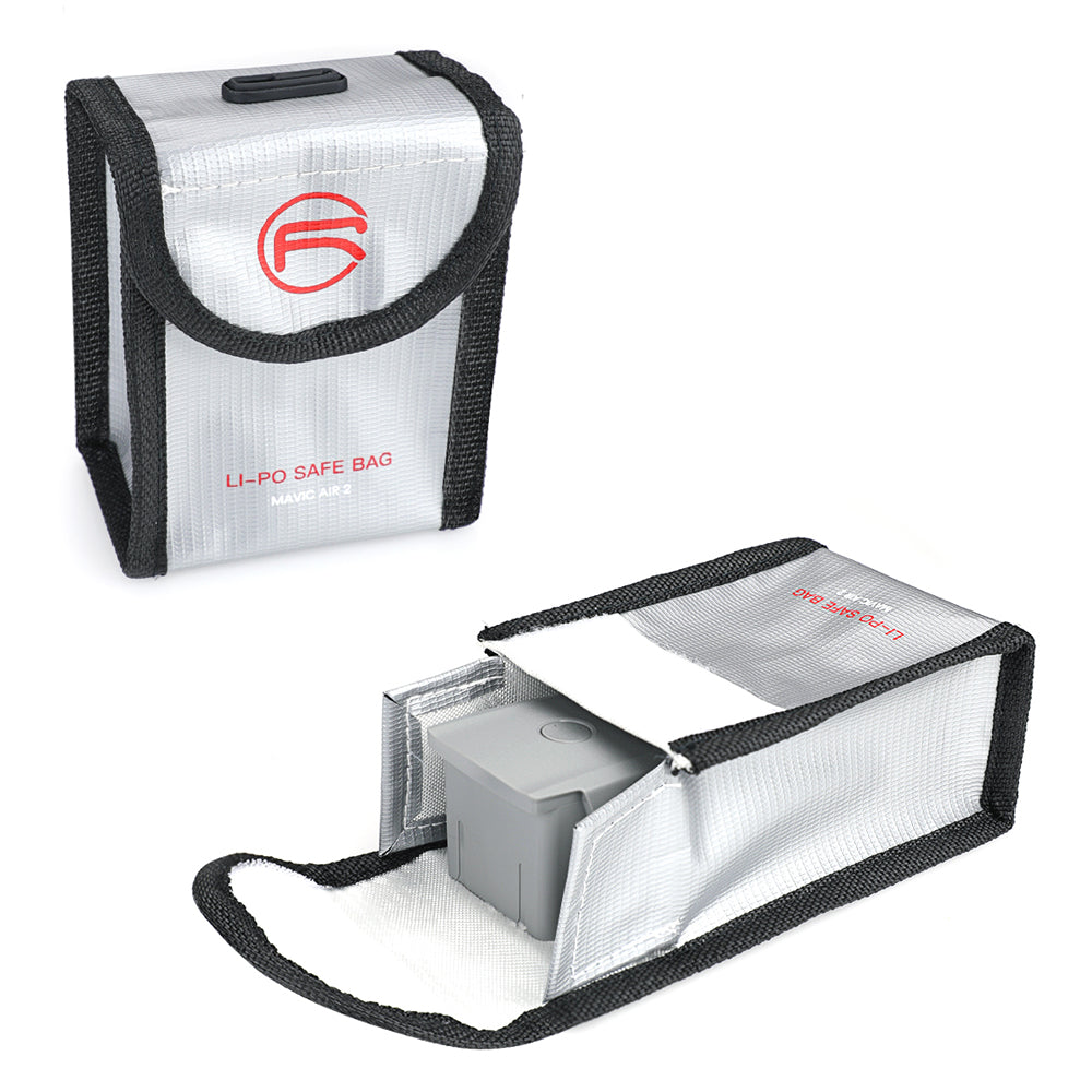 RCSTQ Li-Po Safe Battery Bag Fire-proof with Power Indicator for DJI Mavic Air 2 - Silver