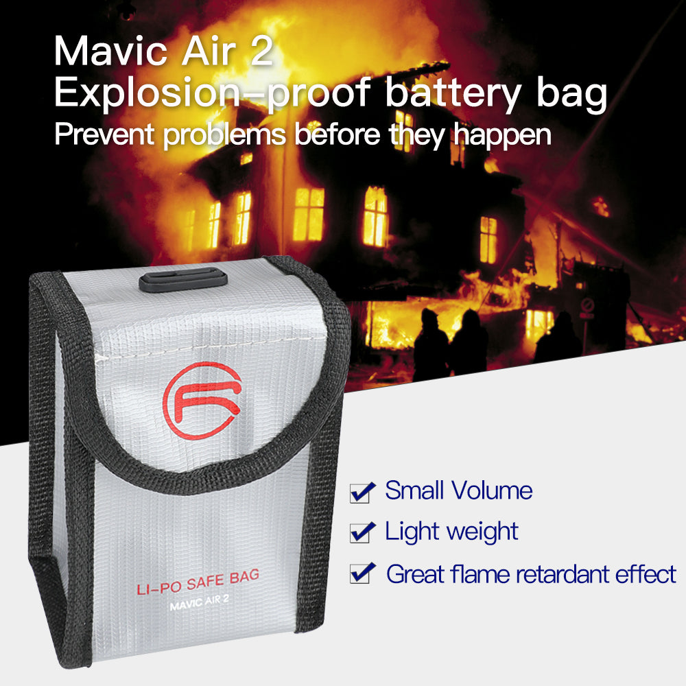 RCSTQ Li-Po Safe Battery Bag Fire-proof with Power Indicator for DJI Mavic Air 2 - Silver