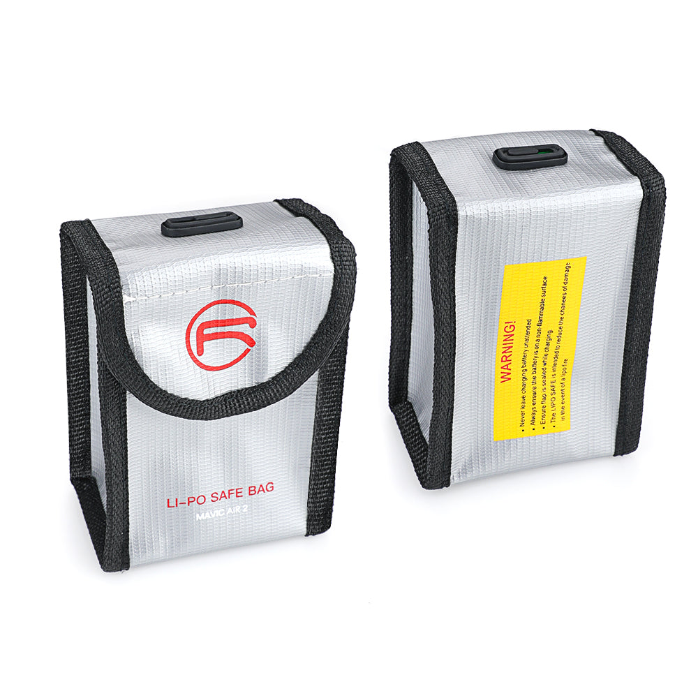 RCSTQ Li-Po Safe Battery Bag Fire-proof with Power Indicator for DJI Mavic Air 2 - Silver