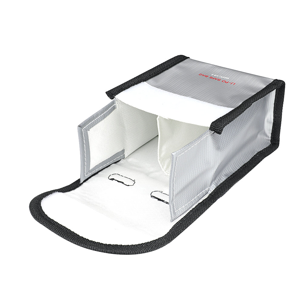 RCSTQ Li-Po Safe 2-Battery Bag Explosion Proof with Power Indicator for DJI Mavic Air 2 - Silver