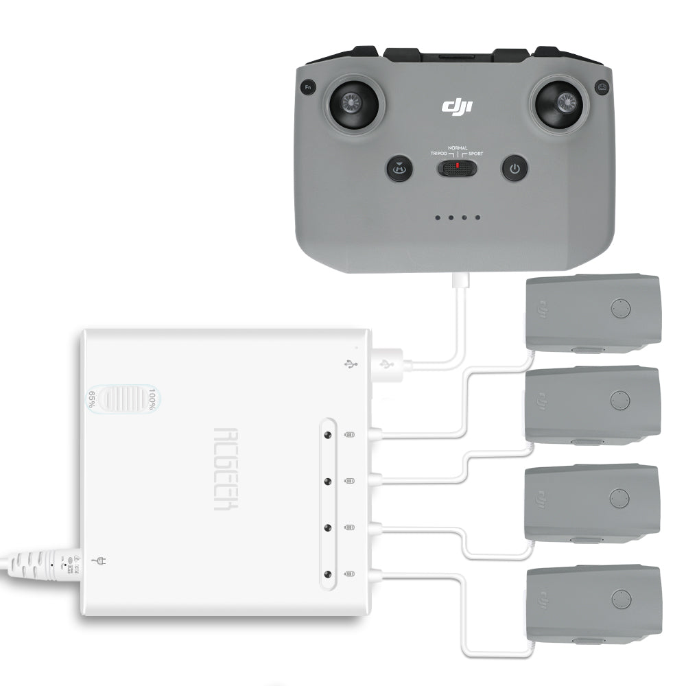 RCSTQ Drone Multi Battery Charger Intelligent Fast Charging Hub for DJI Mavic Air 2 - EU Plug
