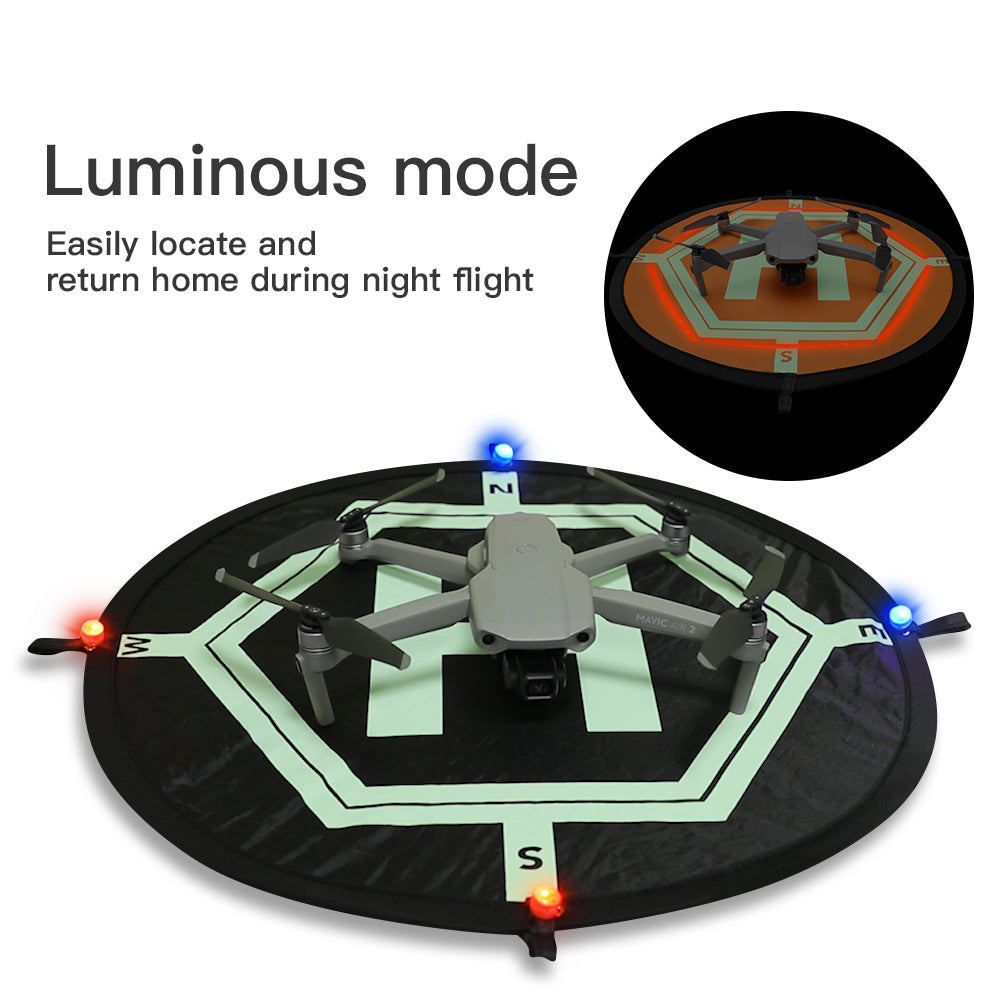 RCSTQ 55cm Luminous Parking Apron Foldable Landing Pad + 4 Night Lights for DJI Mavic Mini/Air 2