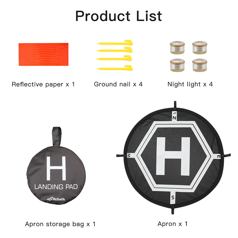 RCSTQ 55cm Luminous Parking Apron Foldable Landing Pad + 4 Night Lights for DJI Mavic Mini/Air 2