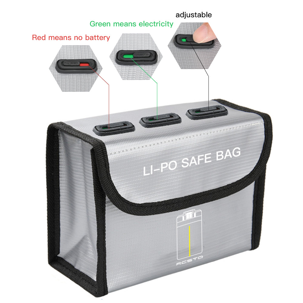RCSTQ Lithium Battery Explosion-Proof Safety Storage Bag for DJI Mavic Mini 2 Drone, Size: 8 x 11 x 4.3cm