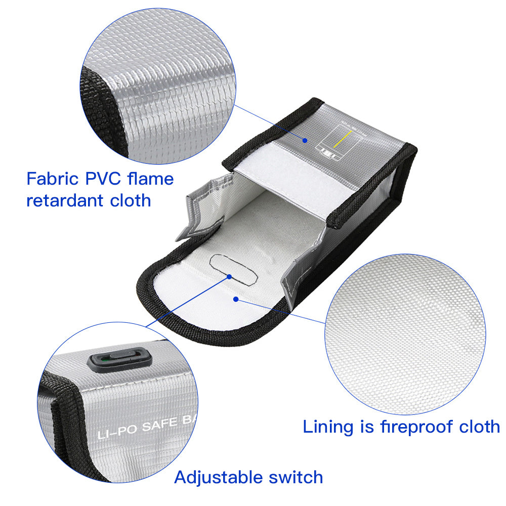 RCSTQ Safety Protection Lithium Battery Explosion-Proof Storage Bag for DJI Mavic Mini 2 Drone, Size: 8.3 x 4.3 x 6cm