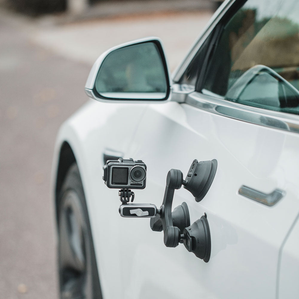 Triple Suction Cup Mount with 1/4 Threaded Head 360 Degree Tripod Ball Head