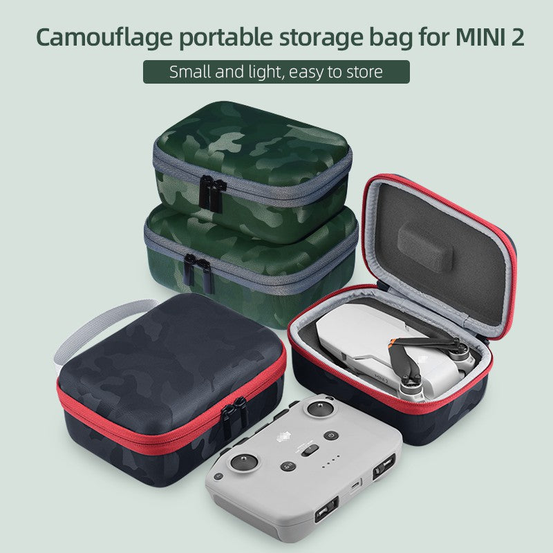 2Pcs/Set Camouflage Pattern Carrying Case Drone Body Bag + Remote Controller Storage Bag (EWB8240_3) for Mavic MINI 2 - Black